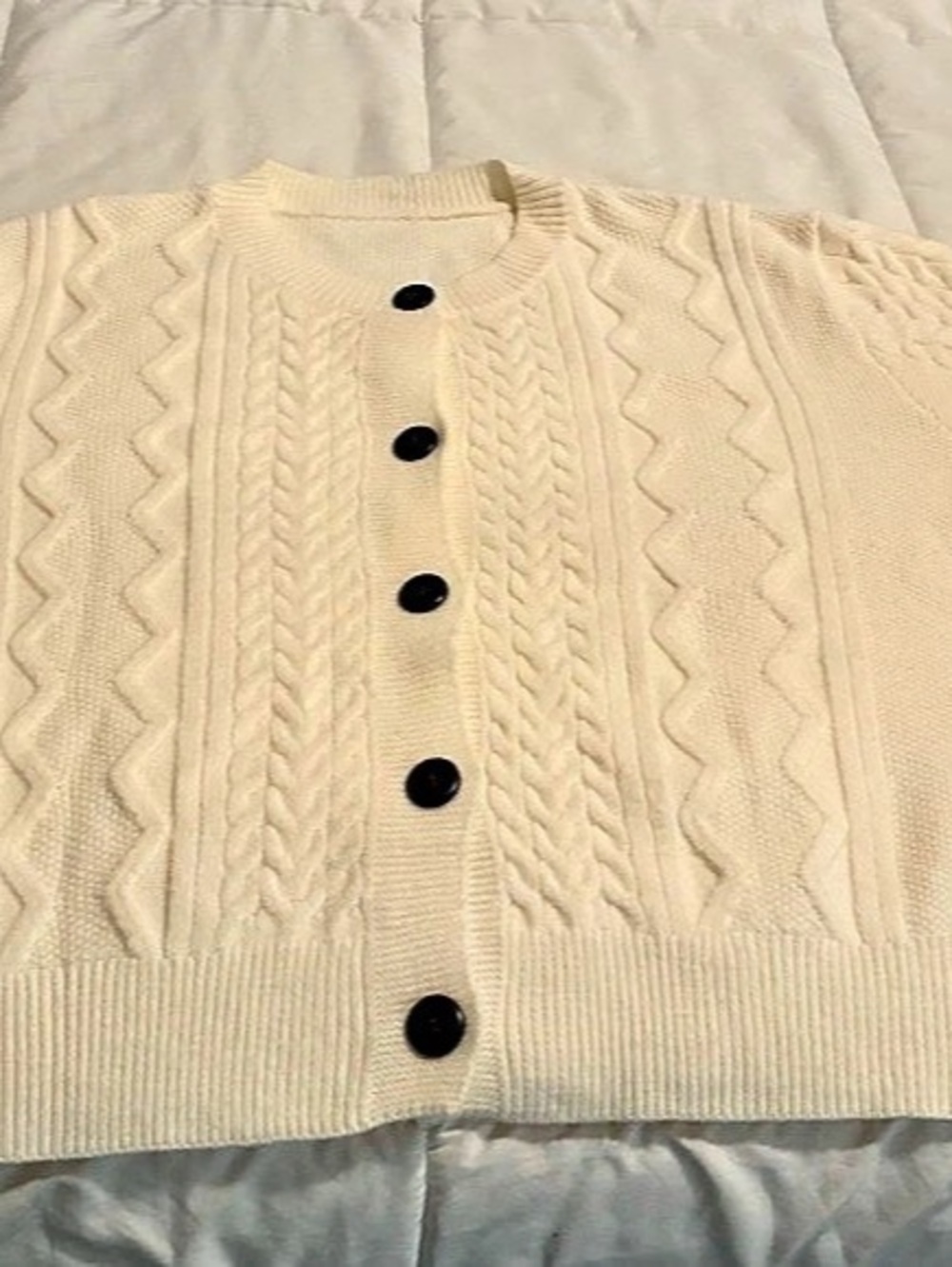 Cable Knit Cardigan in Cream Like New